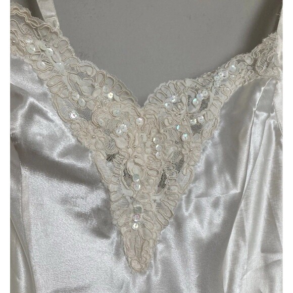 Victoria’s Secret Embellished Lace Slip Dress MEDIUM Sheer Ivory Sequins Sleep - Picture 2 of 13